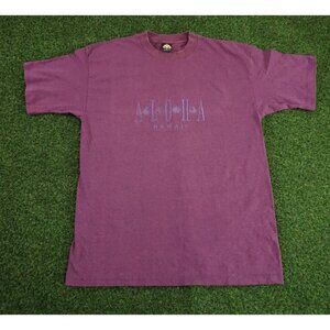 Aloha Hawaii Shirt Men's XL Purple Single Stitch Embroidered‎ Travel Tee Vintage